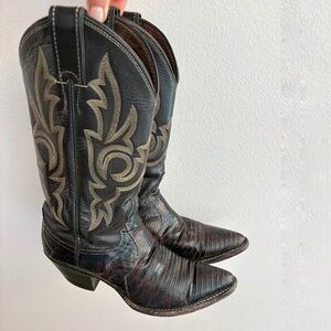 Vintage 80s–90s Lizard Leather Western Boots | Size 6B | Made in USA